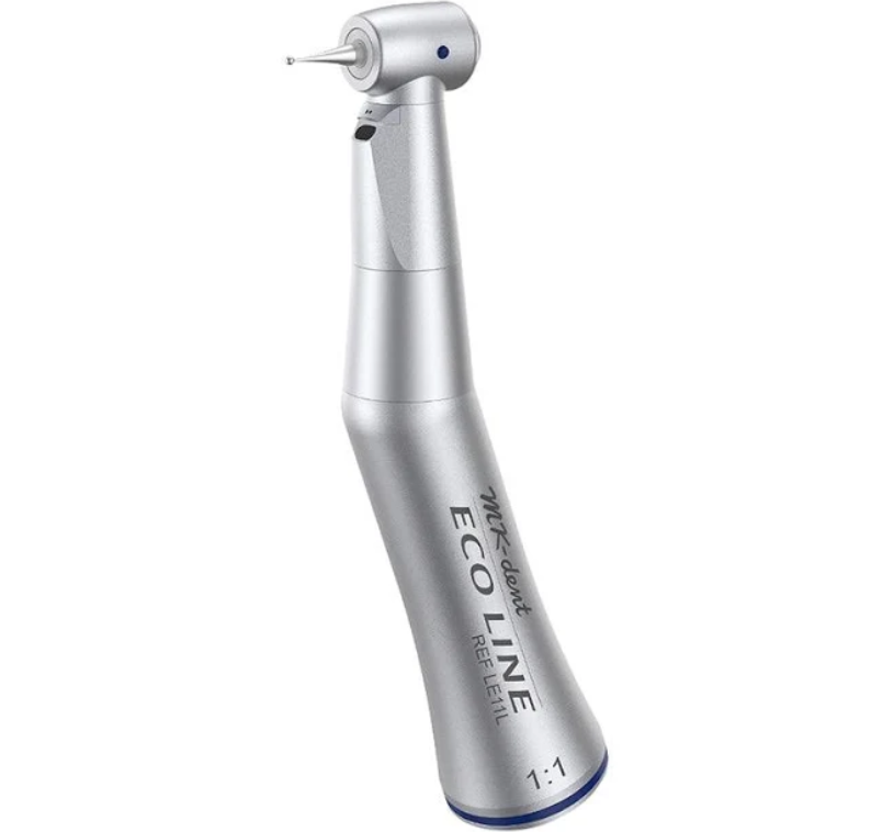 MK-dent Eco Line contra-angle (Blue band) 1:1, Internal water, Push Button, non-Optic, for CA burs